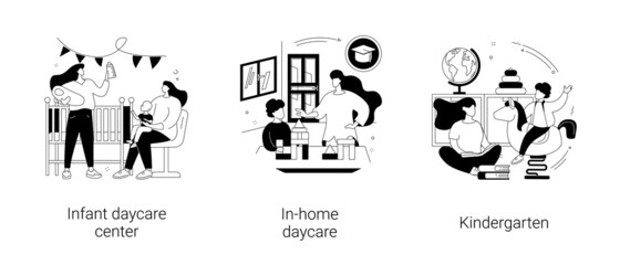 Childcare services abstract concept vector illustrations.