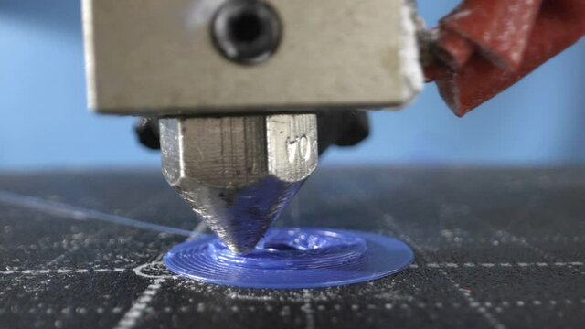 Close up of 3d printing at work. Macro 3d printer