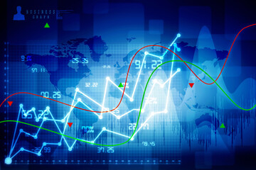 2d rendering Stock market online business concept. business Graph 
