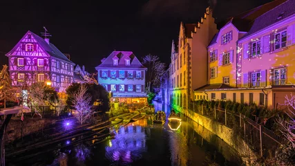 Papier Peint photo Lavable Brugges Christmas decorations in Colmar in France on December 4th 2021