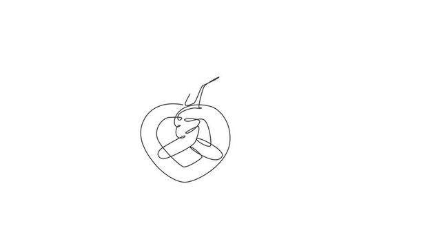 Animated self drawing of one continuous line draw fresh delicious Germany traditional snack food logo emblem. Pretzel sweet cookies shop logotype template concept. Full length single line animation.