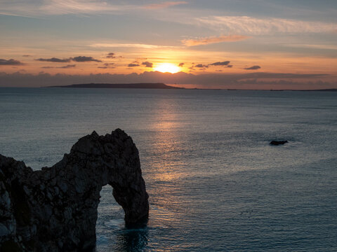 Sunset Over Durdle Door Dorset England On A Bright Winters Day