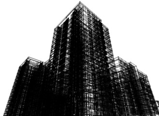 Modern architecture concept sketch digital drawing