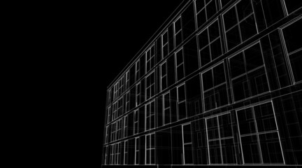 Modern architecture concept sketch digital drawing