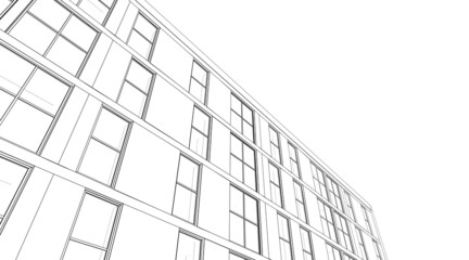 Modern architecture concept sketch digital drawing