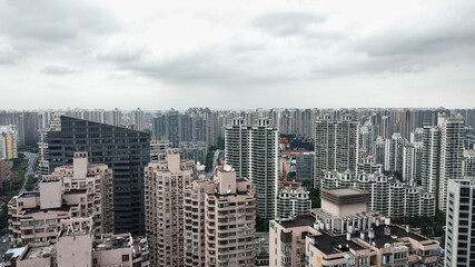 Fototapeta na wymiar Aerial view of residential district in Shanghai 
