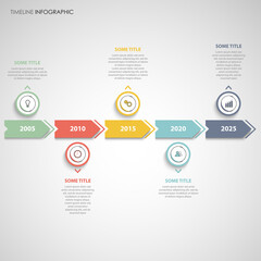 Time line info graphic with arrows in colorful design