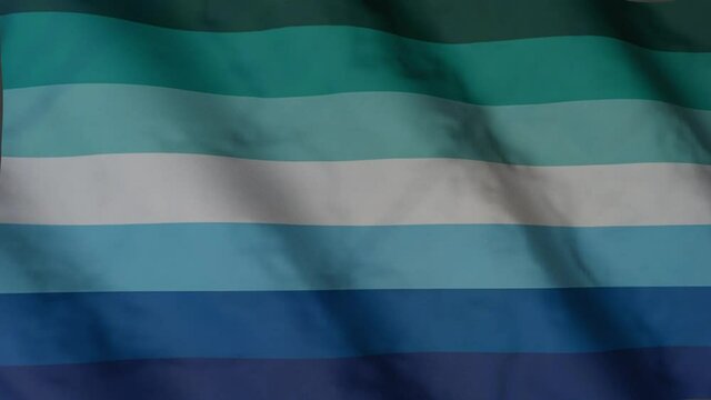Men loving Men flag waving in the wind. MLM symbol. Pride flag.