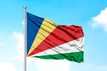 Fototapeta na wymiar Seychelles Wafing Flag