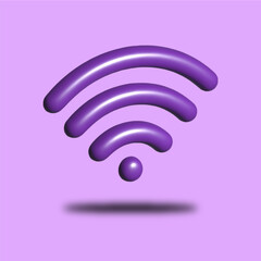 purple wifi icon 3d vector concept