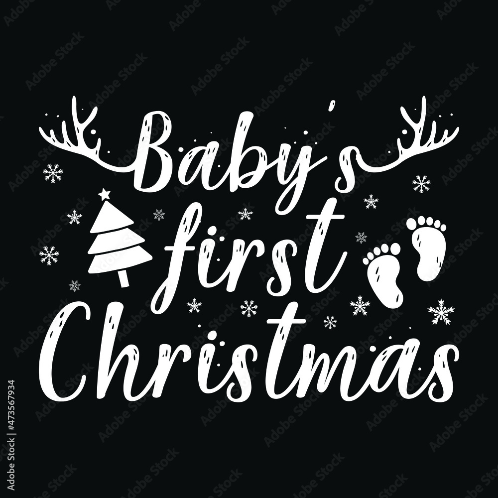 Canvas Prints Baby's First Christmas - Christmas Quote typographic t shirt design