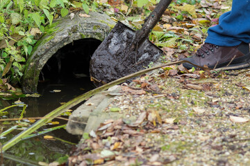 trench clogged with dirt
