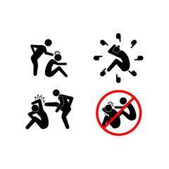 Collection Social bullying icon. Harassment, social abuse and violence.
