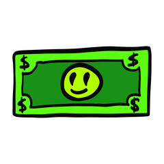 Doodle dollar icon with yellow smile