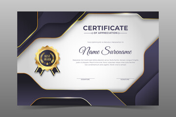 Modern gaming certificate template with gradient golden gray