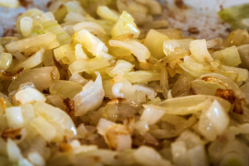 pan fried white onion sliced
