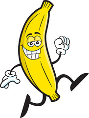Cartoon illustration of a smiling banana running.