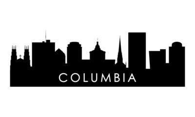 Columbia skyline silhouette. Black Columbia city design isolated on white background. - obrazy, fototapety, plakaty
