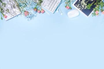 Cute spring office flatlay background