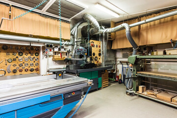 Interior of illuminated workshop