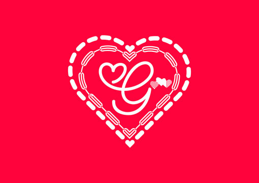 G Letter Logo With Love Icon, Valentines Day Design Template