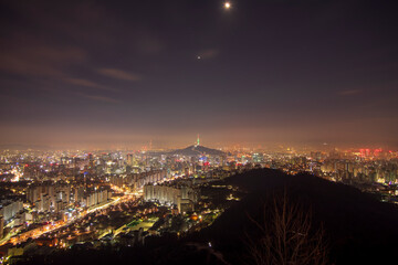 Cityscap of seoul city from top of mountain, South korea