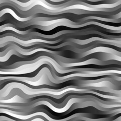 Seamless wavy monochrome stripes surface pattern design for background or print. High quality illustration. Digitally rendered parametric wavy lines. Black and white and gray strips that repeat.