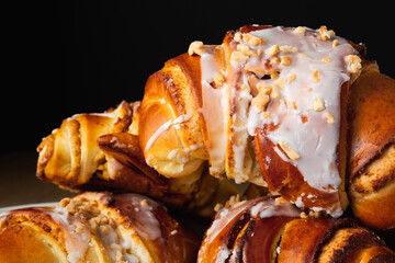 Fresh traditional polish pastry with poppy-seed filling and nuts. St. Martin's croissant or Rogal świętomarciński.	