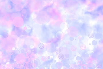 Abstract blurred vivid spring summer light delicate pastel pink blue bokeh background texture with bright soft color circles and glowing bokeh lights. Card concept. Beautiful backdrop illustration.