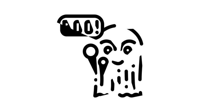 ghost fear animated line icon ghost fear sign. isolated on white background