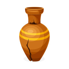 Ancient broken vase. Archeological artifact vector illustration on white background