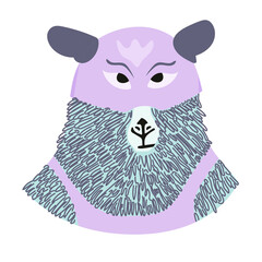 Cute bear in a superhero costume. Illustration of a circus show. Graphics on T-shirts