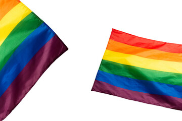 Rainbow flag as a background. Top view.