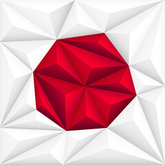 Abstract polygonal background in the form of colorful white and red polygons. Japan polygonal flag.