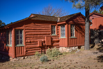 Grand Canyon National Park, Arizona, USA - November 22, 2021: Guest Cabins at the Village of Grand Canyon National Park in Late Morning on a Fall Day