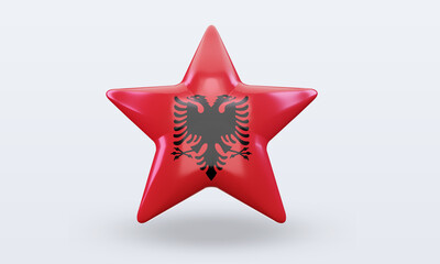 3d star Albania flag rendering front view