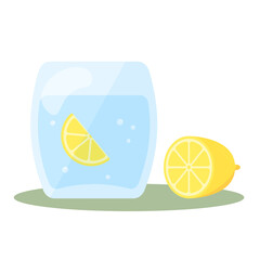 Glass of water with lemon. Healthy concept. Vector illustration.