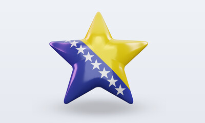 3d star Bosnia and Herzegovina flag rendering front view