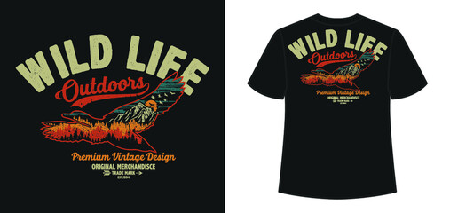 Outdoor Adventure T Shirt Design apparel for fishing hunting poster colorfull print