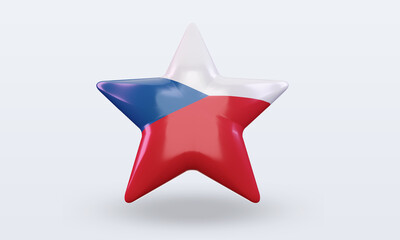 3d star Czech Republic flag rendering front view