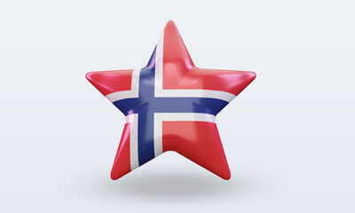 3d star Norway flag rendering front view