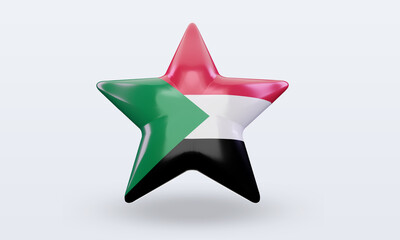 3d star Sudan flag rendering front view