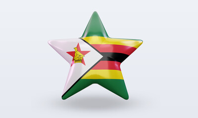 3d star Zimbabwe flag rendering front view - obrazy, fototapety, plakaty