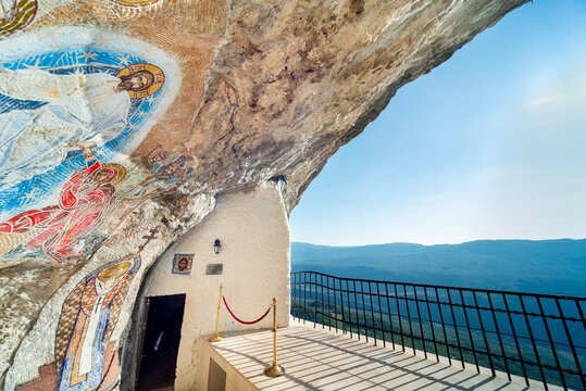 Religious cave paintings,Ostrog Monastery,Montenegro,Eastern Europe.