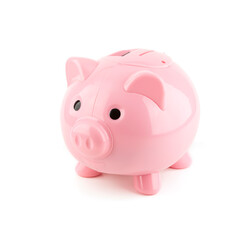 Piggy bank in traditional pink color.