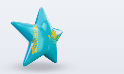 3d star Kazakhstan flag rendering left view