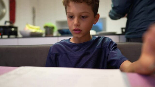 Kid Having Difficulty With Homework, Struggling Young Boy Learning Development