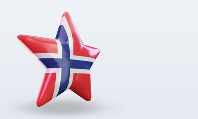 3d star Norway flag rendering left view