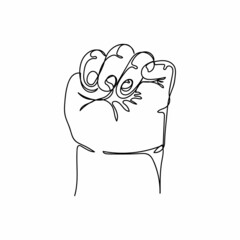 Vector abstract continuous one single simple line drawing icon of hands of a newborn baby in silhouette sketch.