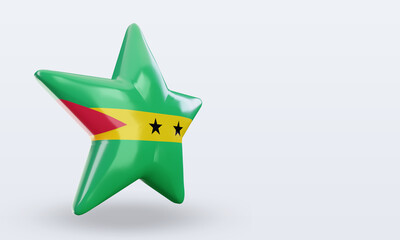 3d star Sao Tome and Principe flag rendering left view